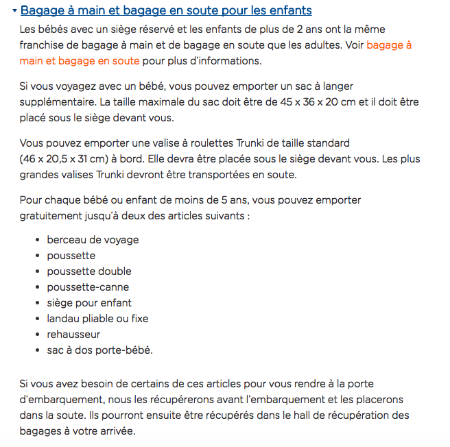 Easyjet poussette shop